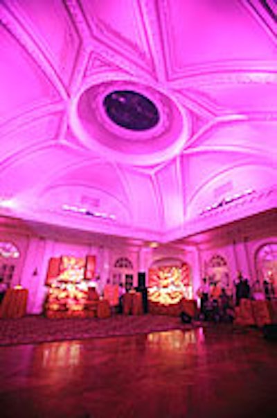 Capitol File washed the Colombian embassy's white ballroom in pink tones.