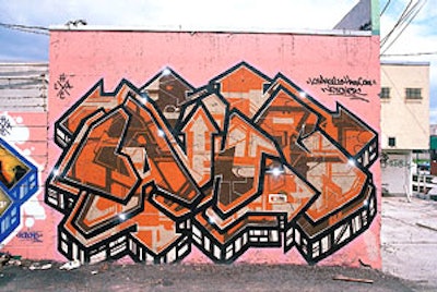 Street artist Vos One's colorful wall.