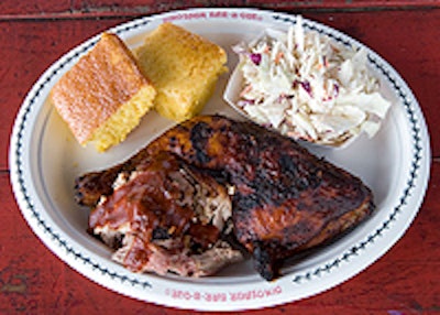 A plate from Dinosaur Bar-B-Que.