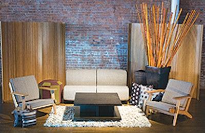 TriServe's new furniture lines include jute rugs, maple chairs, and modular seating.