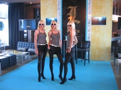 Models from Elmer Olsen and Elite Canada dressed like singer Gwen Stefani for the media launch of Stefani's new L.A.M.B. perfume, manufactured by Coty Canada, at Panorama restaurant.