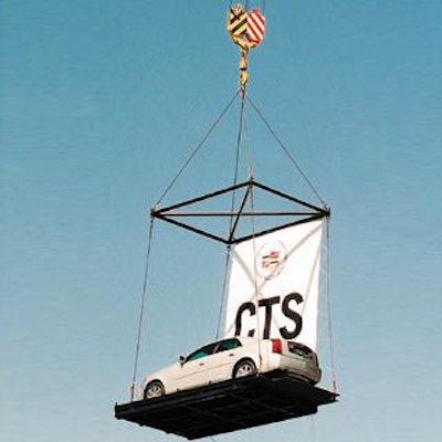 To launch the new Cadillac CTS, TARA Ink. had the car suspended from a crane at one of the most prominent locations in Miami: the southern entrance to South Beach at the intersection of Fifth Street and West Avenue.