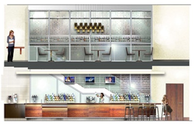 A rendering of the bar and wine wall at Source.
