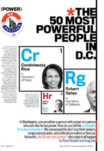 GQ's 'The 50 Most Powerful People in D.C. ' story.