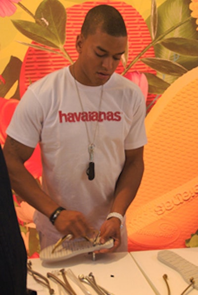 The personalized sandals took only a few minutes to make.