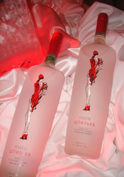 Bottles of Stiletto Vodka were placed around Emeril's Miami Beach restaurant as part of the product's launch event.
