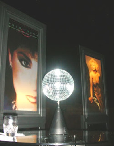 Large posters of '80s music icons and disco balls galore took guests back in time.