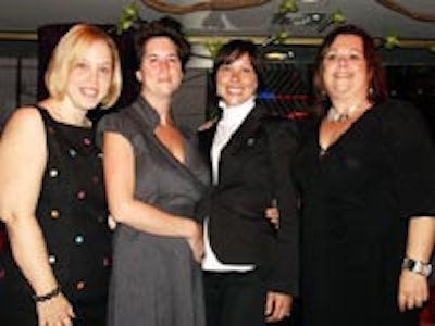 Newly appointed BizBash Toronto publisher Sabina Pirri, far right, and new vice-president of events Robyn Small, second from left, posed for pictures at the Drake Hotel during a cocktail party celebrating their promotions.