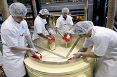 Cooks stirred 1,500 pounds of fondue.