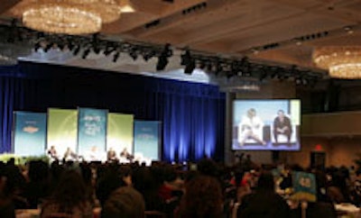 The conference had a white, Caribbean blue, and apple green color scheme.