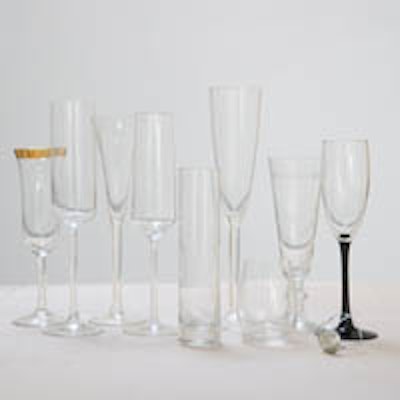 A selection of champagne glasses from local rental houses.