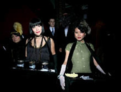 The cigarette girls of Absolut and UrbanDaddy's 1920s-inspired event.