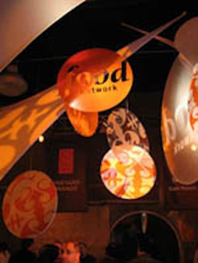 The Food Network placed mobiles over its cocktail areas.