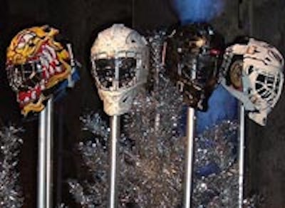 A private collector supplied goalie masks for a display in the Fermenting Cellar during the Hockey News ' 60th anniversary celebration.