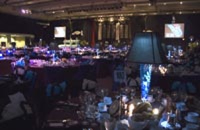 Décor & More dressed the dining area in shades of blue for the Children's Aid Foundation's annual Teddy Bear Affair fund-raiser, held at the Metro Toronto Convention Centre.