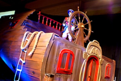 A 60-foot pirate ship served as a stage for guest speakers.