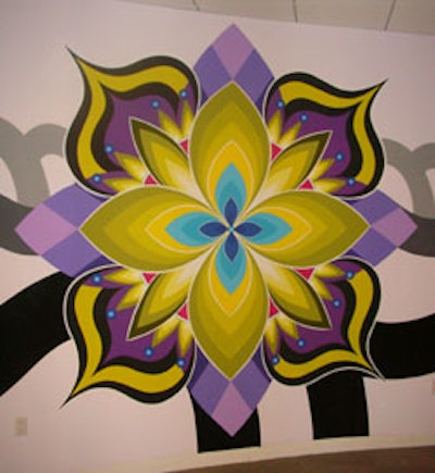 A cosmic flower created by Kami and Sasu Hitotzuki spanned the entrance wall.