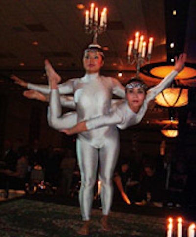 Contortionists entertained guests.