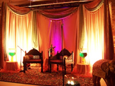 The decorated stage at the launch