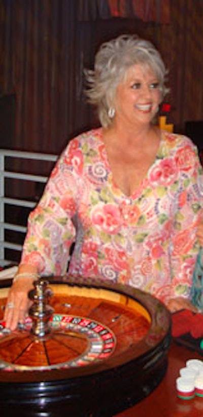 Paula Deen got the gaming started with the first spins of the roulette wheel.