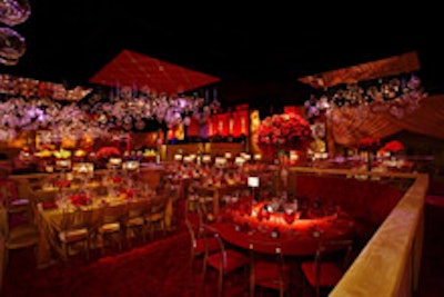 Translucent glass globes hung from the ceiling.