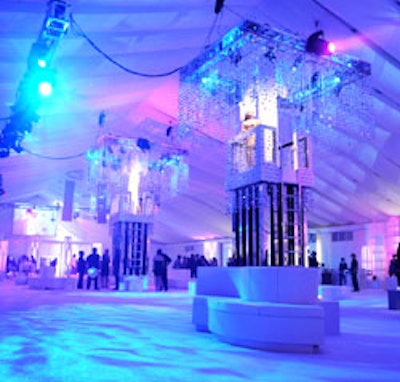 The 20,000-square-foot tent was washed in white and dripping with more than one million crystals throughout its many decor installations.