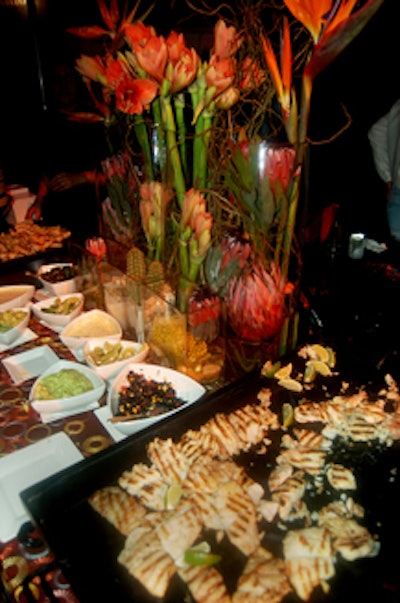 Fish tacos were also served with a selection of different salsas and toppings for guests to choose from.