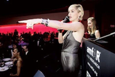 Sharon Stone served as auctioneer for Amfar's Cinema Against AIDS fund-raiser in Rome.