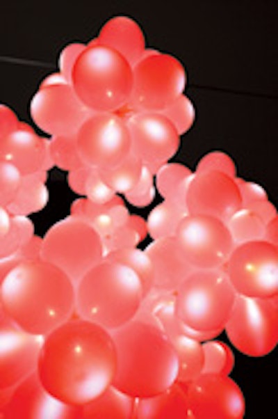 Balloons-turned-lighting installation