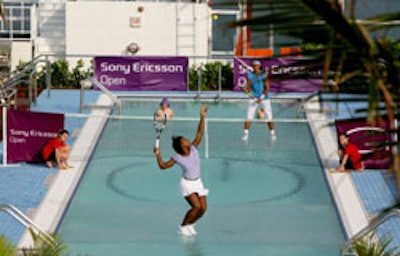 Top tennis players Serena Williams and Rafael Nadal faced off for the tournament's 'Walk on Water ' contest at the Gansevoort South.