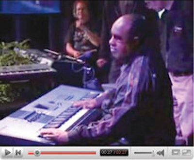 Yamaha's keyboard unveiling (featuring Stevie Wonder), as recorded by a trade show attendee.