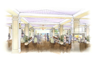 A preview of the lobby, with Barclay Butera Home furnishings and textiles