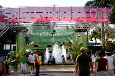 The tournament village, at Key Biscayne's Tennis Center at Crandon Park, spanned 100,000 square feet and included food, retail outlets, a makeshift Starbucks, a Ben and Jerry's, an upscale members-only restaurant, and more.