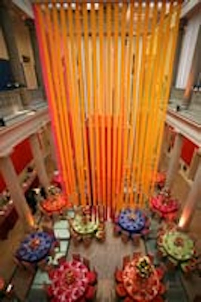 Layered sashes became giant chandeliers in the atrium.