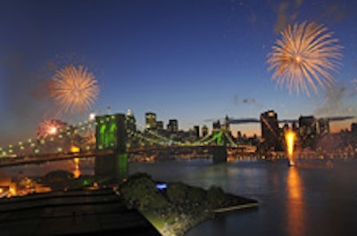 Grucci fireworks over the Brooklyn Bridge