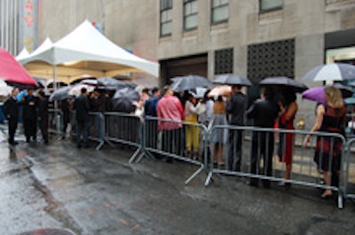 The line of wet fans outside Radio City