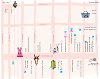 A map of Design District's participating shops.