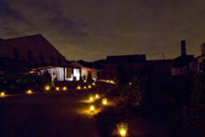 A candlelit walkway at the Evergreen gala