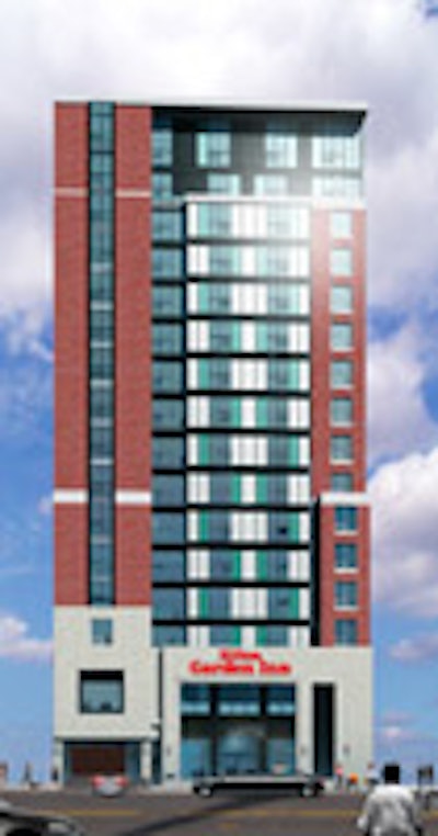 A rendering of the Hilton Garden Inn