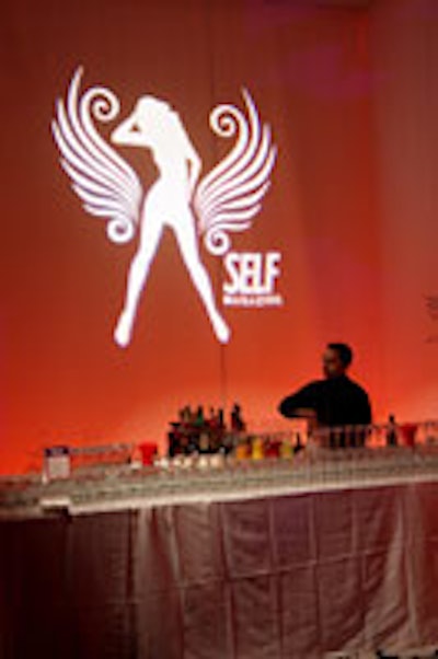 The event's logo behind the bar