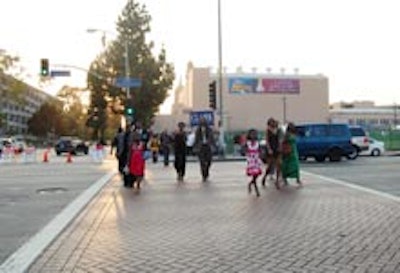 Guests exiting the Shrine Auditorium