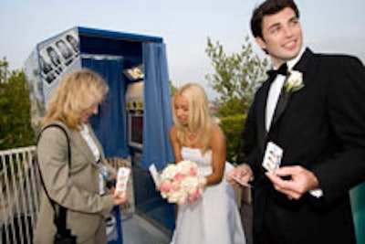 A photo booth took snaps of the mock bride and groom.