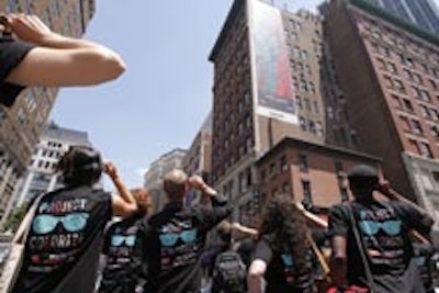 Actors stopping traffic near Herald Square