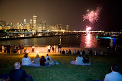 Venetian Night fireworks viewed from Shedd's terrace