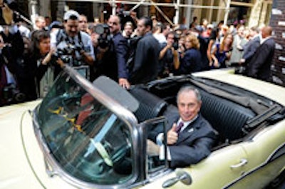 Mayor Bloomberg sat in an item that will appear in the museum: Bruce Springsteen's 1957 Chevy.