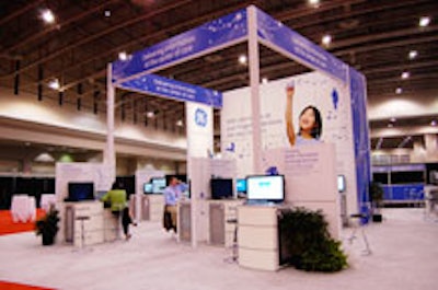 The GE Healthcare display at the summit's sponsor pavilion