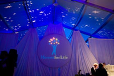 The campaign logo inspired the evening's color scheme and star-flecked decor.