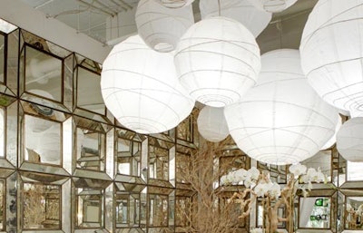 The bevy of paper lanterns at Barclay Butera's table