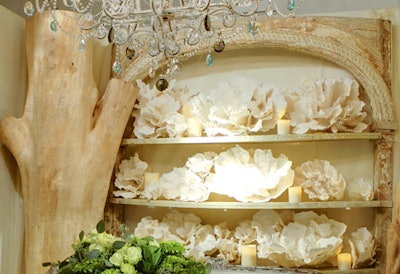 A wall of shells behind Bliss Design's table