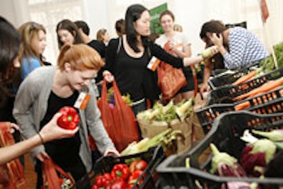 The green market at the Yes to Tomatoes and Yes to Cucumbers press launch